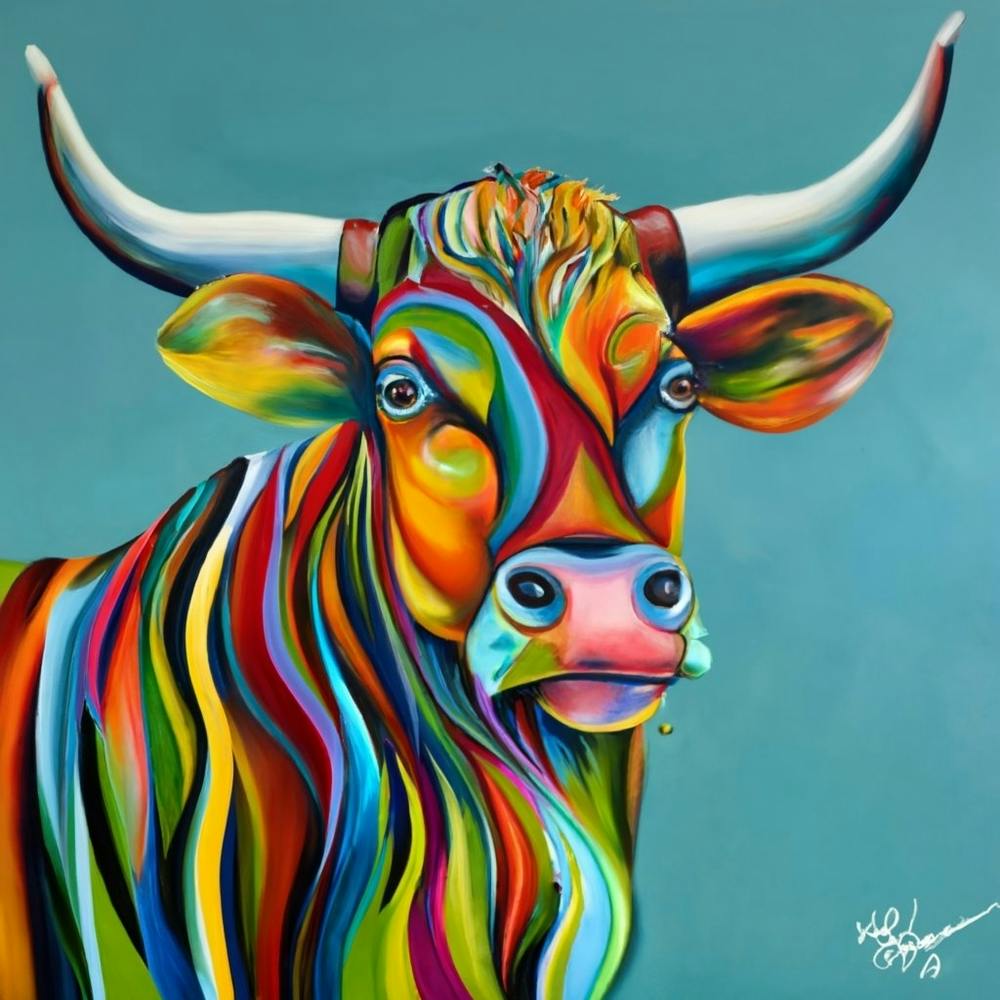 Animals Wall Art : Colorful Cow