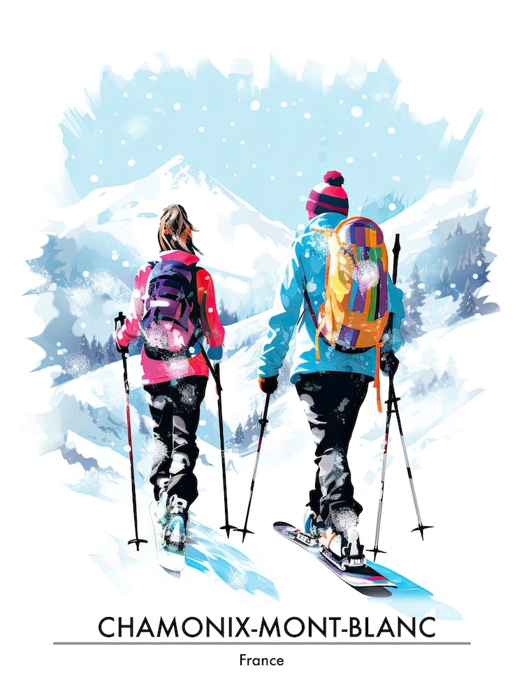 Chamonix Mont Blanc   France, Ski Resort Poster Illustration 7