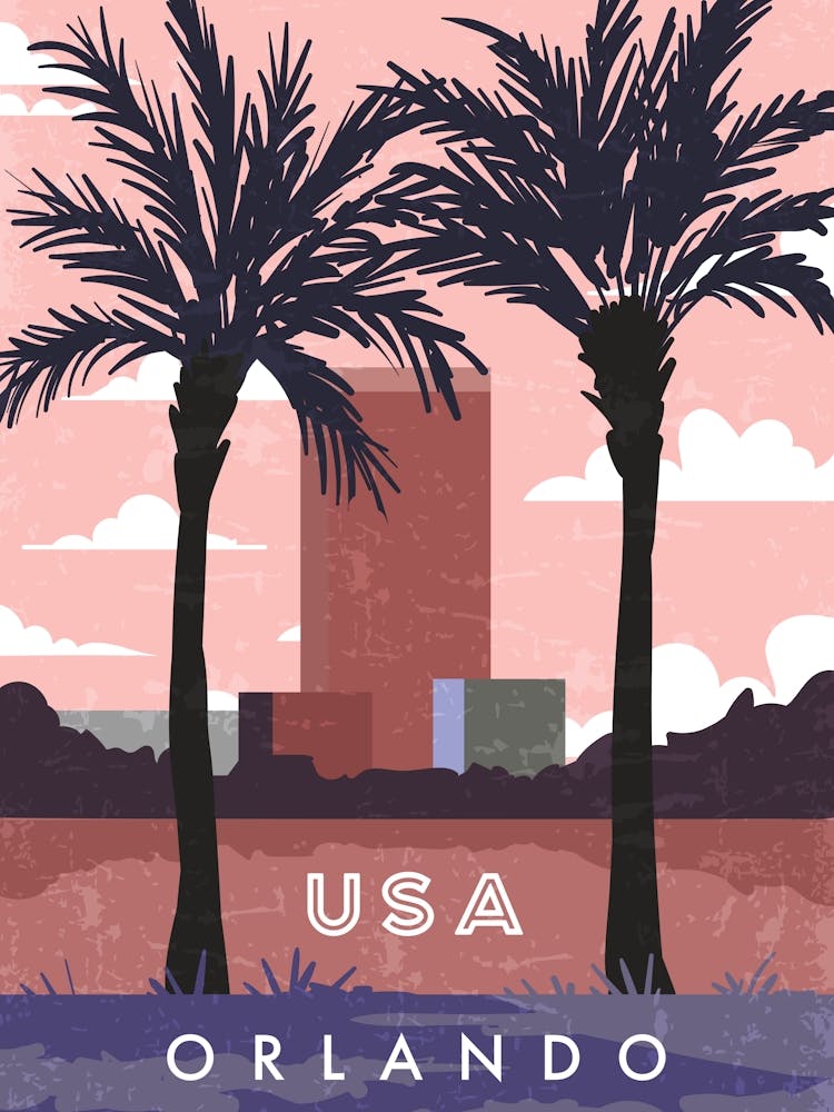 Orlando, USA — Retro travel minimalist poster