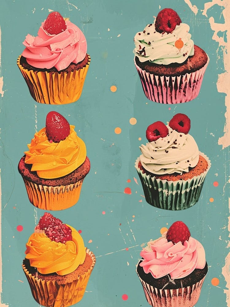 Kitsch Retro Cupcake Collage 3