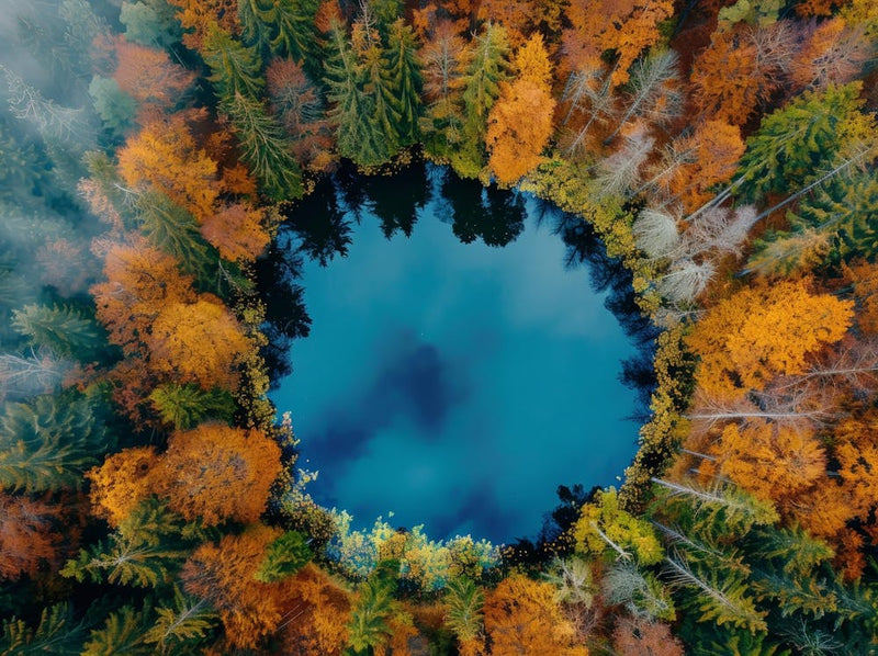 Aerial View Of A Lake In Autumn 1