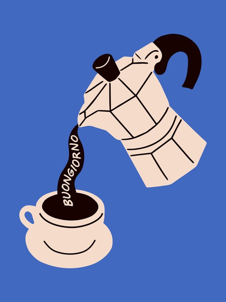 Buongiorno Moka Pot Blue Poster