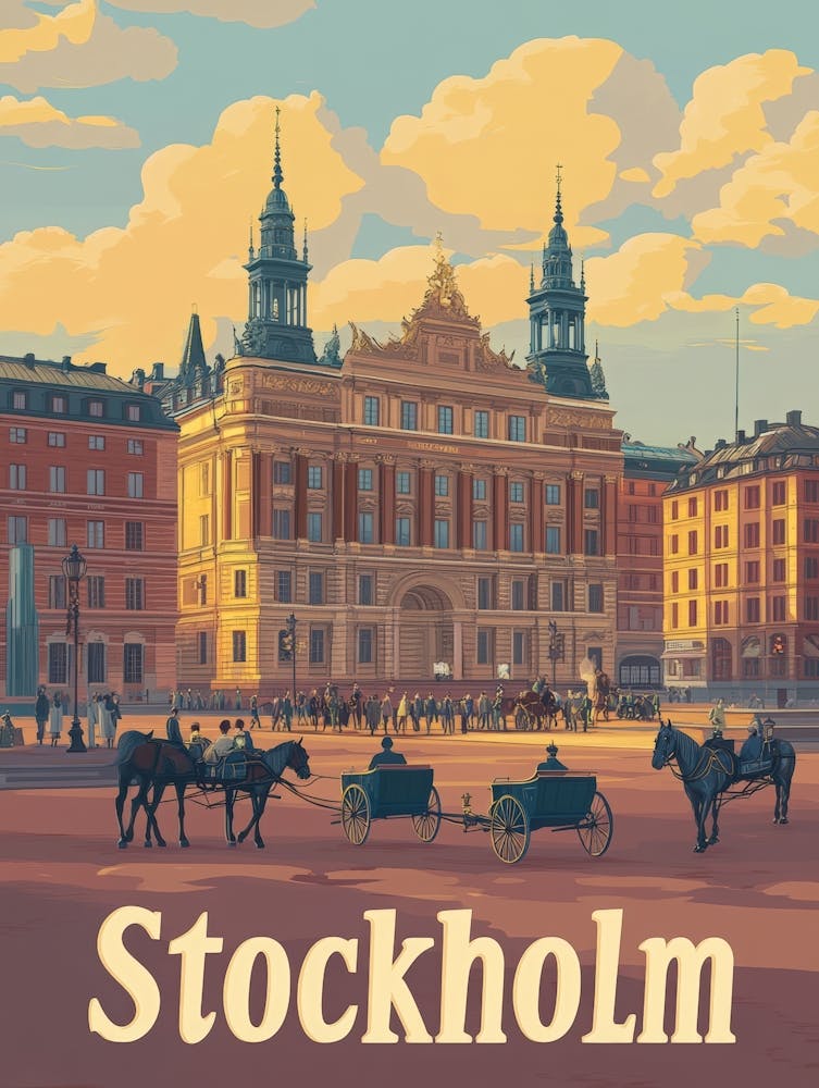Aihrgdesign Ein Klassisches Reiseposter der 1960er Jahre für Stockholm 2