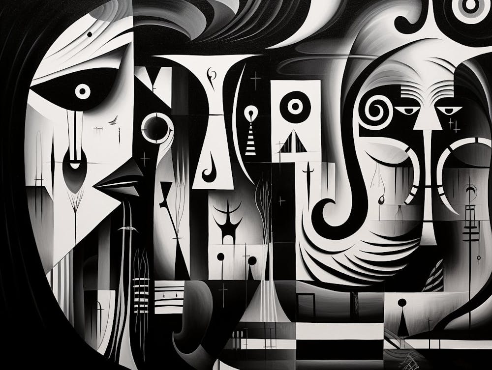 Enigmatic Encounter Abstract Black And White 11