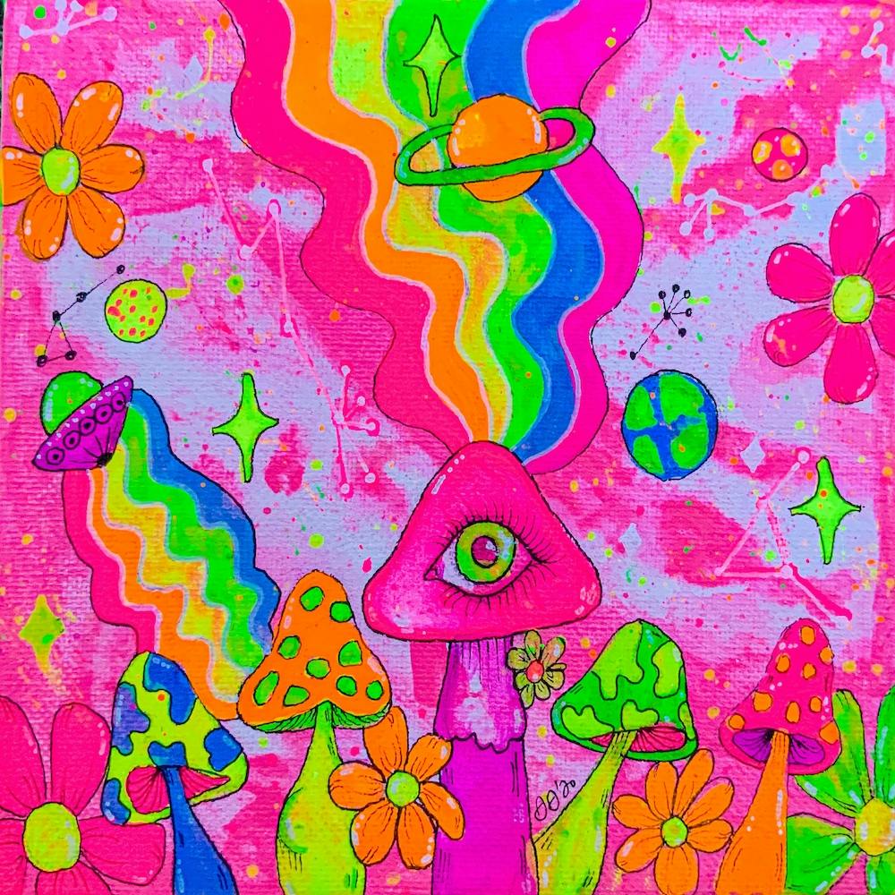 Trippy Mushrooms Square