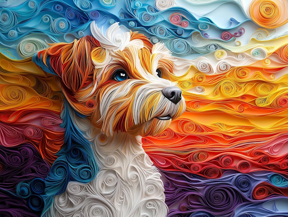 Lakeland Terrier Paper Quilling Dog Portrait