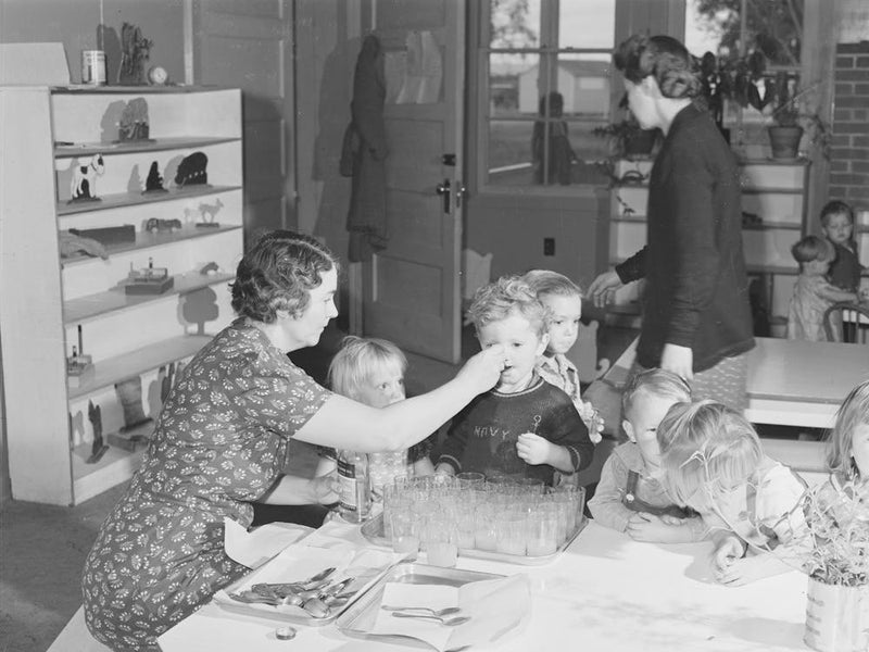 Cod Liver Oil And Orange Juice Is Fed To Children At The Nursery School At The Fsa (Farm Security Administration) Farm
