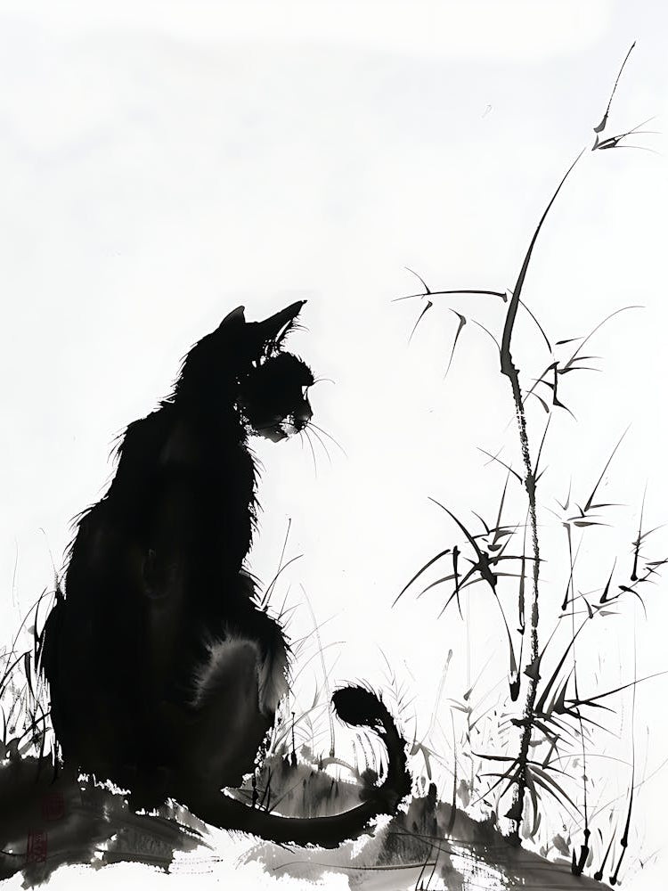 Cat Sitting In The Grass