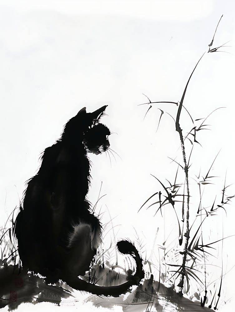 Cat Sitting In The Grass