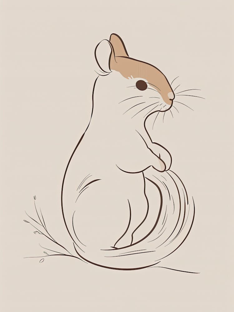 Chinese Rat - Boho, Line Art