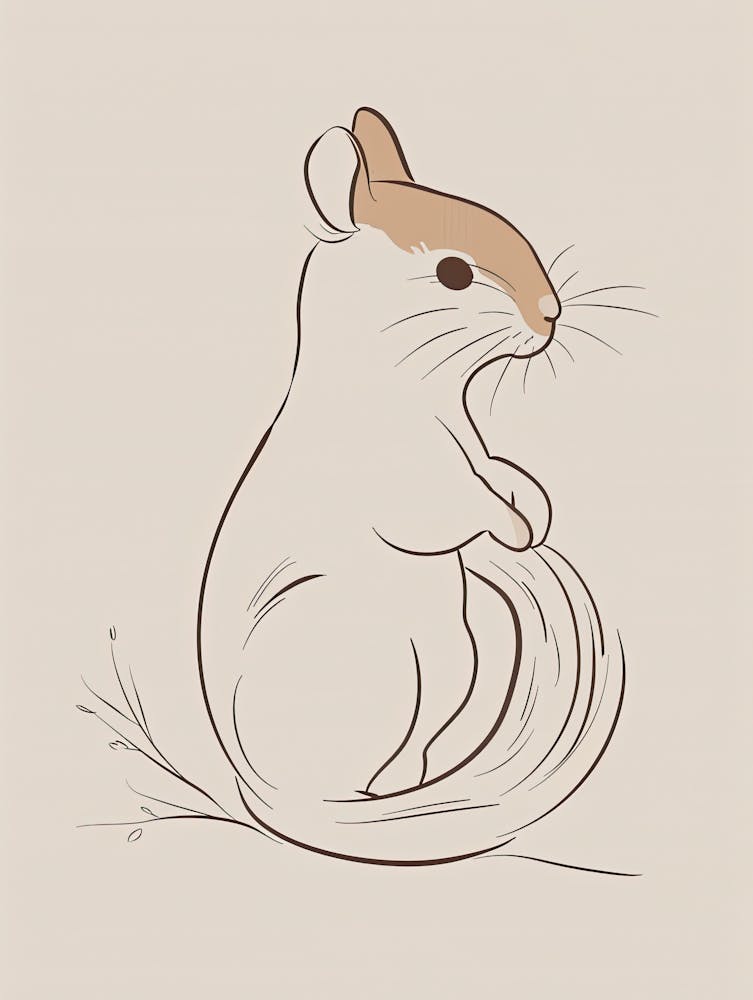 Chinese Rat - Boho, Line Art