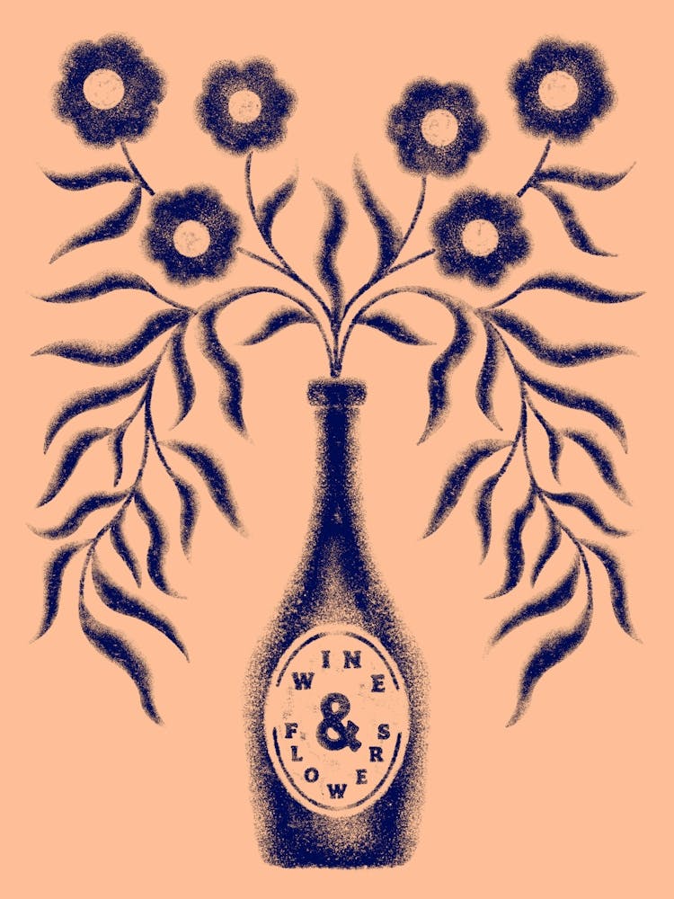 Wine Bottle and Flowers Plant