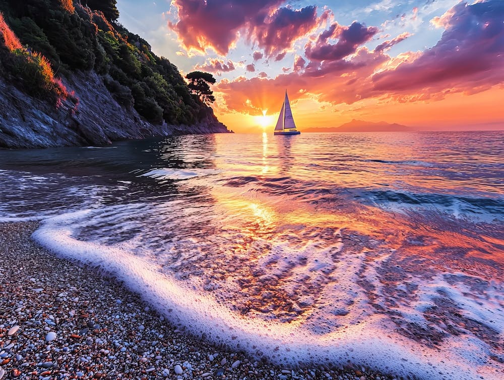 Coucher de Soleil Sur la Plage