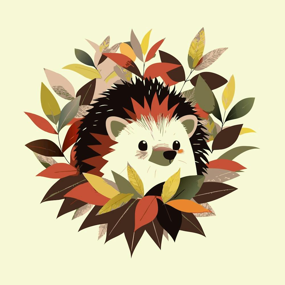 Hedgehog Hiding In The Bushes