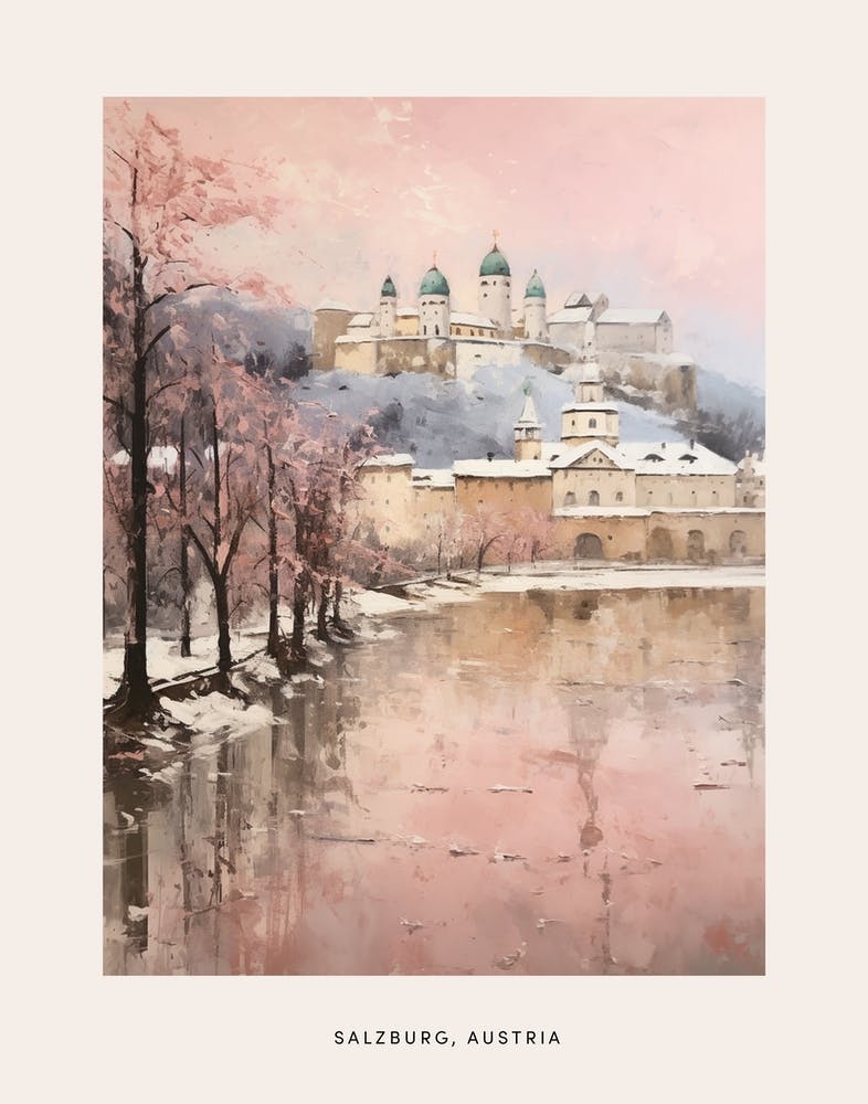 Dreamy Winter Painting Poster Salzburg Austria 6