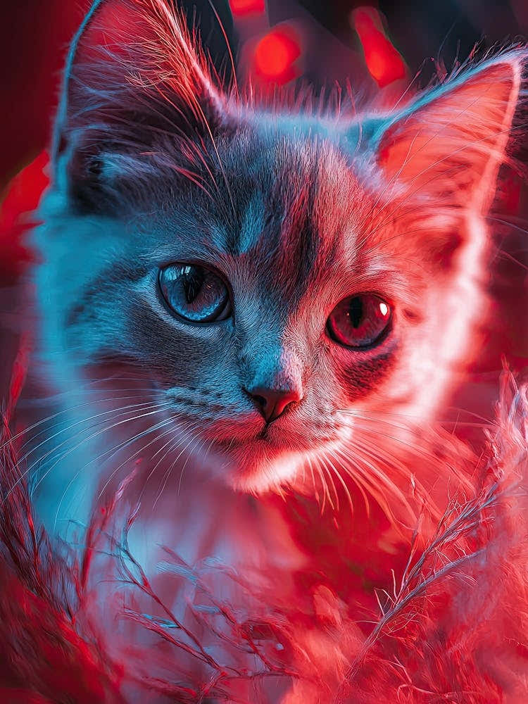 Cat With Red Lights