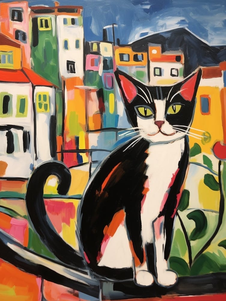 Painting Of A Cat In Lisbon Portugal 2