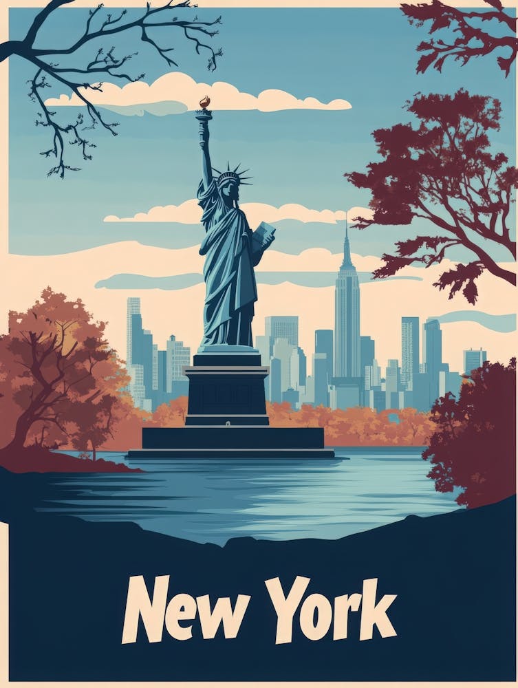 Aihrgdesign A Retro Travel Poster For New York Featuring The 1