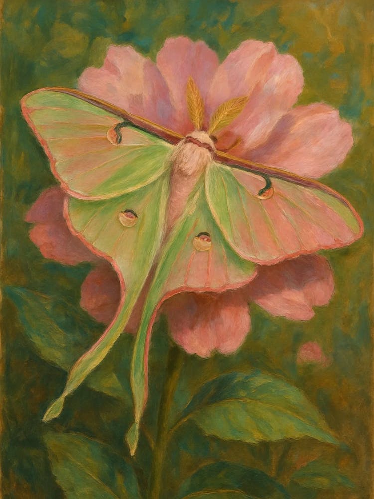 Moth On Pink Rose