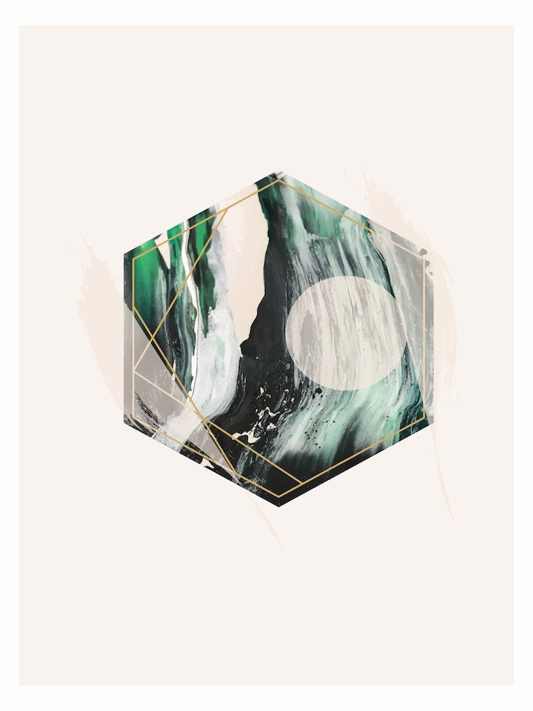 Green and Beige Geometric Hex