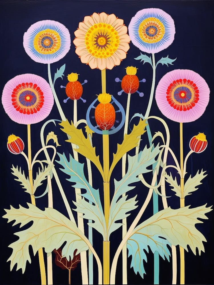 Flower Motif Painting Scabiosa 1
