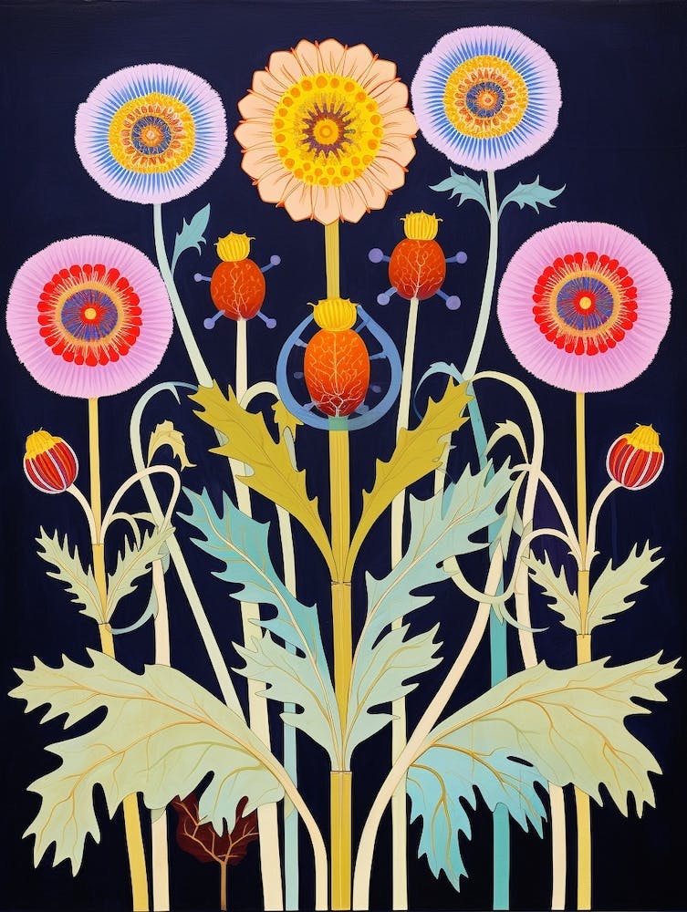Flower Motif Painting Scabiosa 1