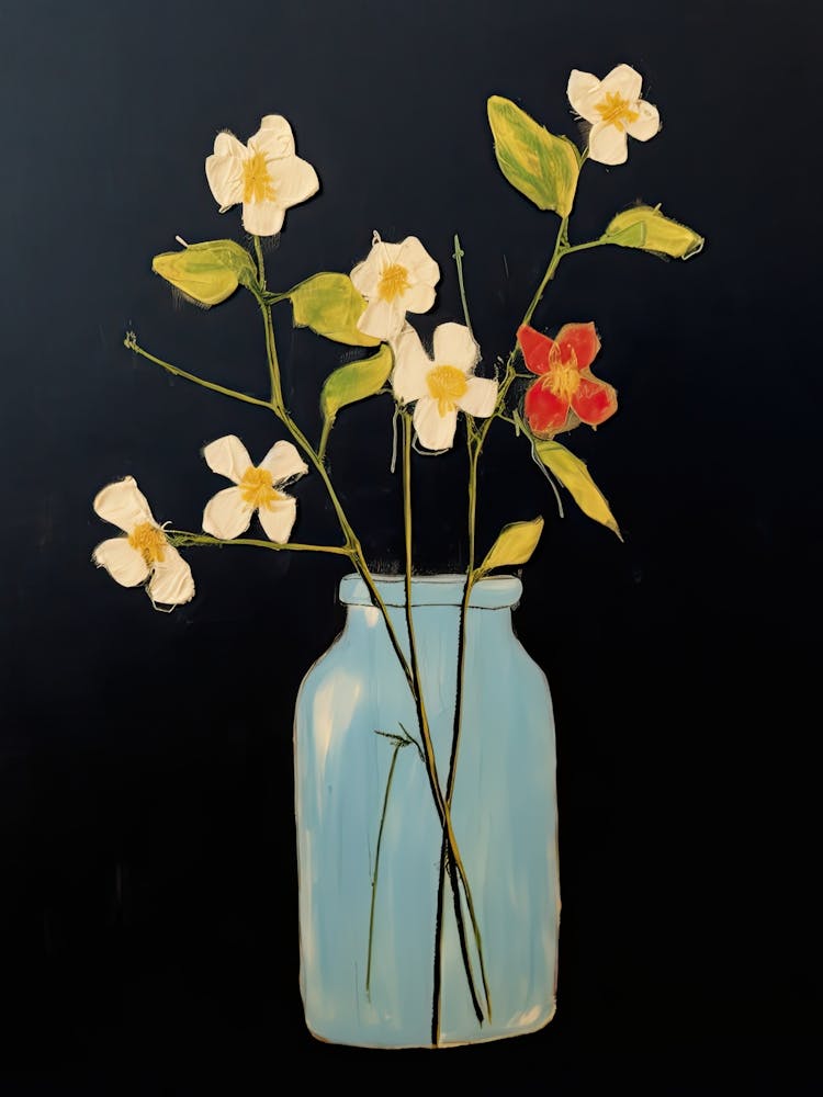 Flowers In A Blue Jar