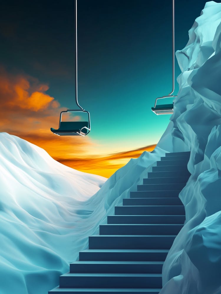 Ski Lifts At Sunset