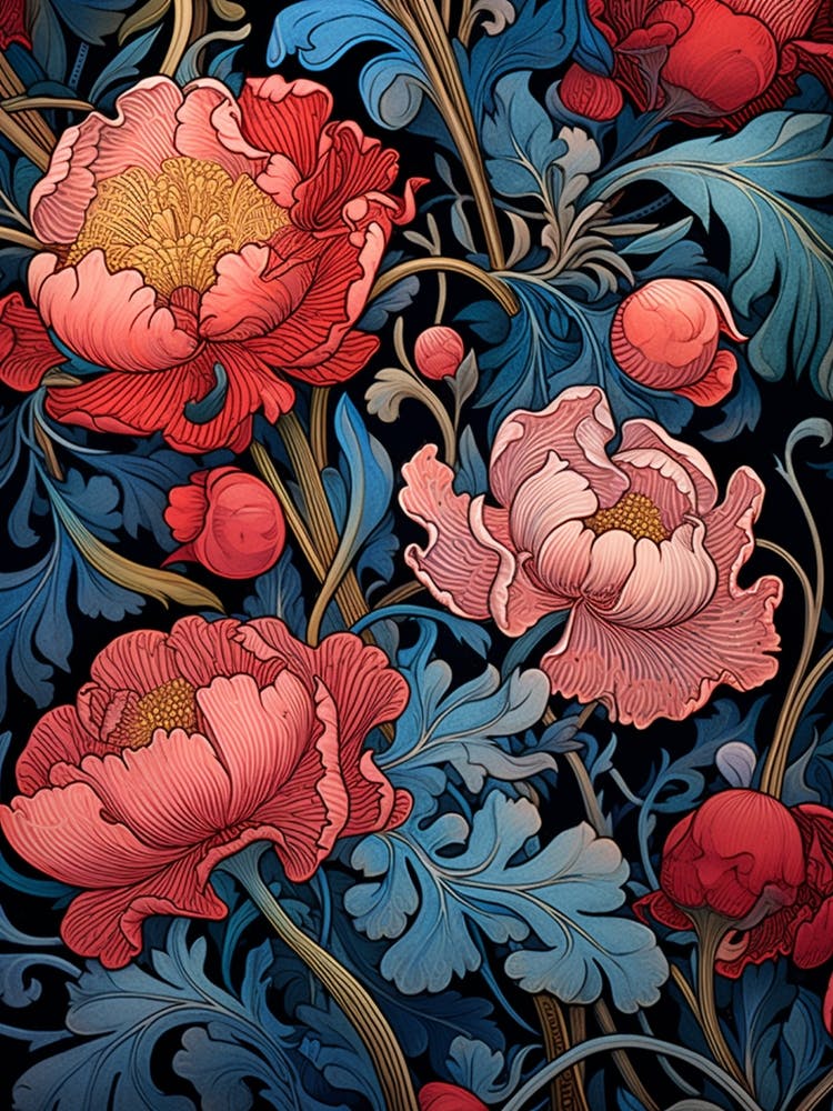 Peony Flower Seamless Pattern