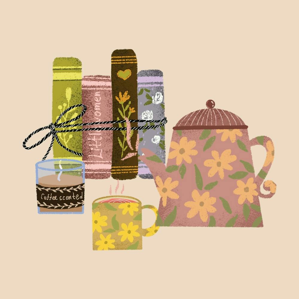 Stack of books and tea