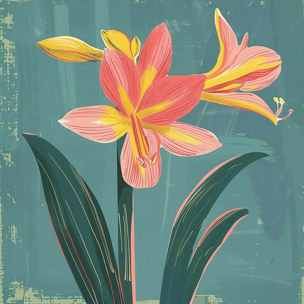 Amaryllis 1 Square Flower Illustration