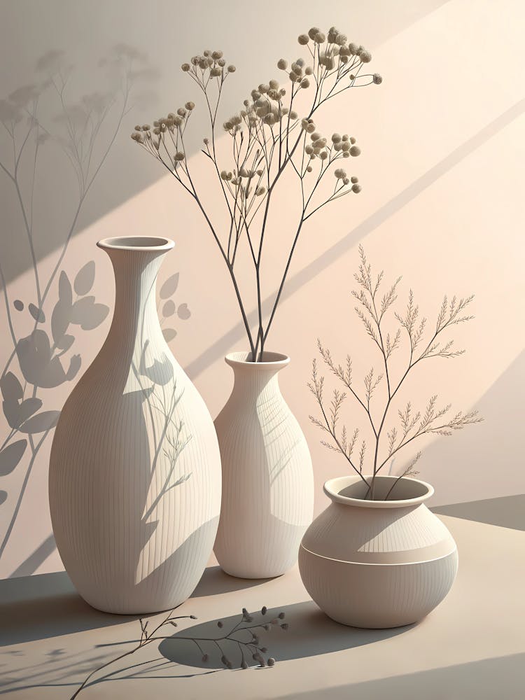 Minimalist Ceramic Vases Neutral Home Decor