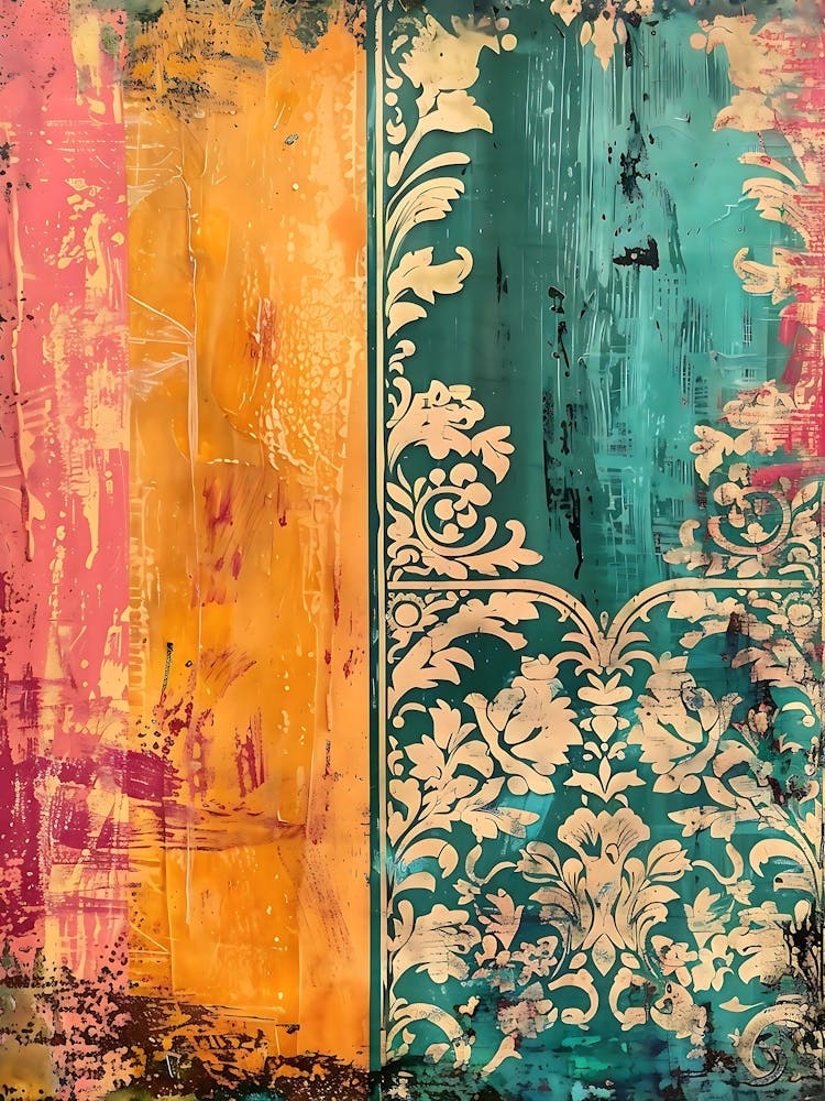 Gilded Garden – Abstract Damask Fusion