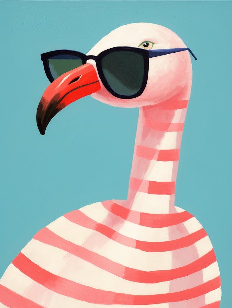 Little Flamingo Wearing Sunglasses