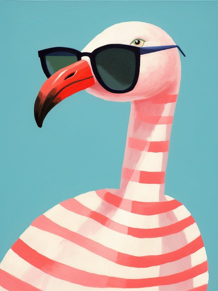 Little Flamingo Wearing Sunglasses
