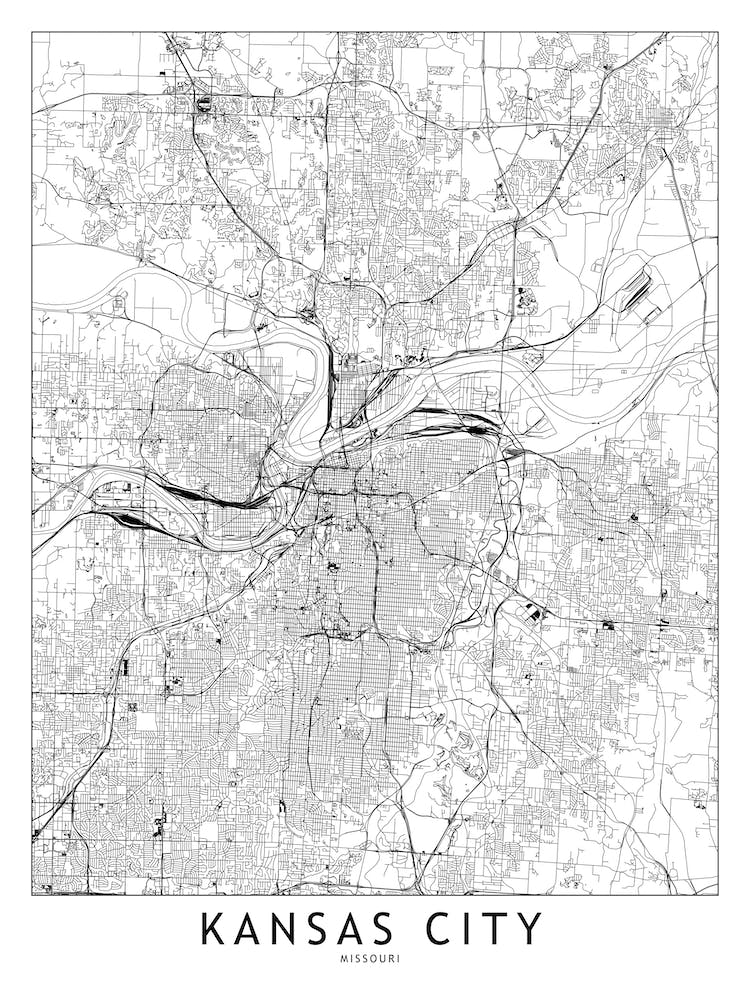 Kansas City White Map