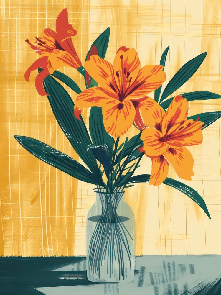 Azalea Flowers On A Table   Contemporary Illustration 4