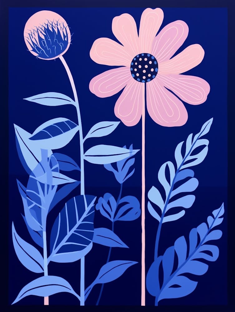 Blaue Blumen-Illustration Dahlie 3