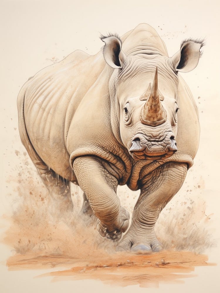 Action Illustration Of Rhinos Running 2