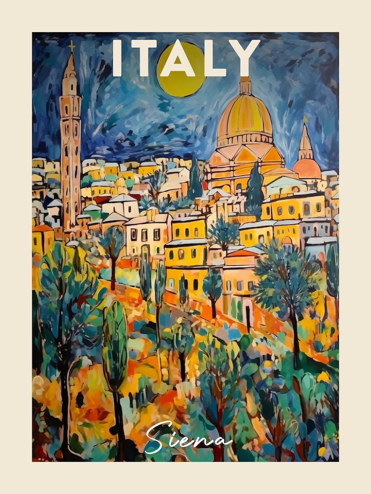 Siena Italy 2 Fauvist Painting Travel Poster