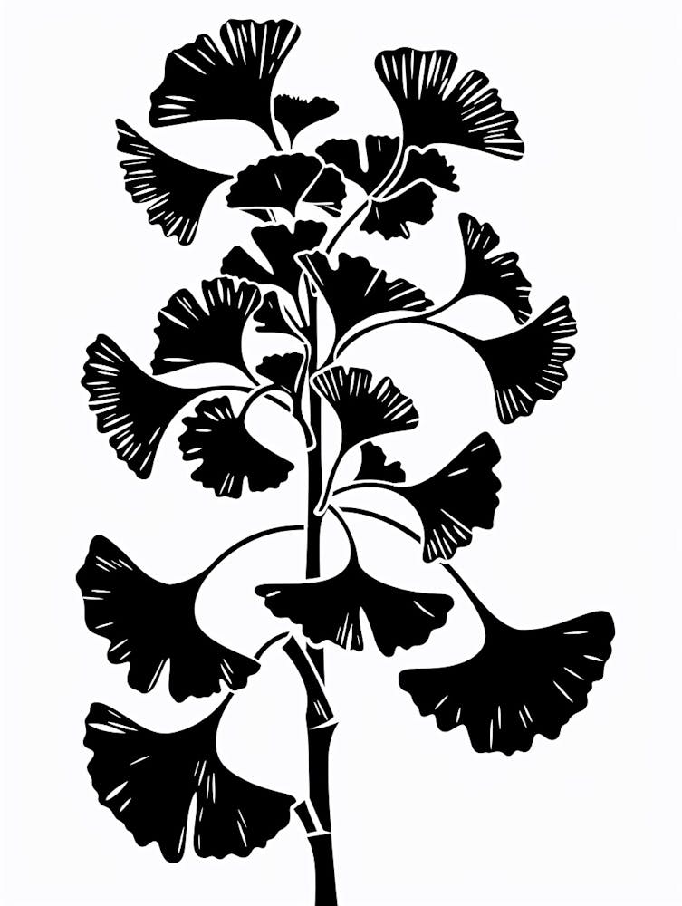 Ginkgo Tree Simple Geometric Nature Stencil 2