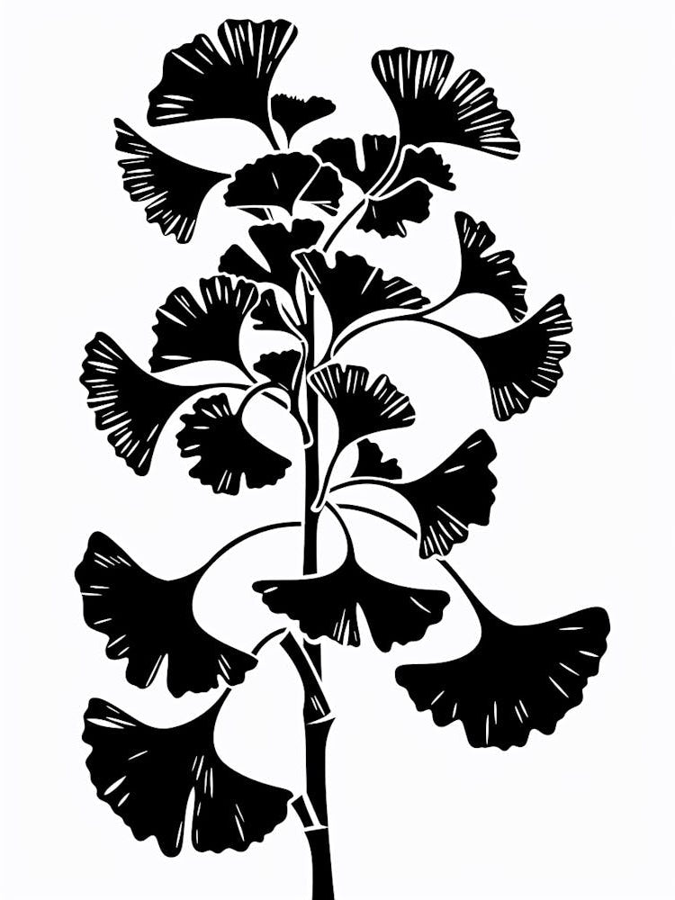 Ginkgo Tree Simple Geometric Nature Stencil 2