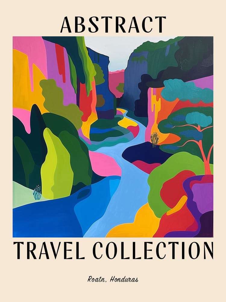 Abstract Travel Collection Poster Roatn Honduras 4