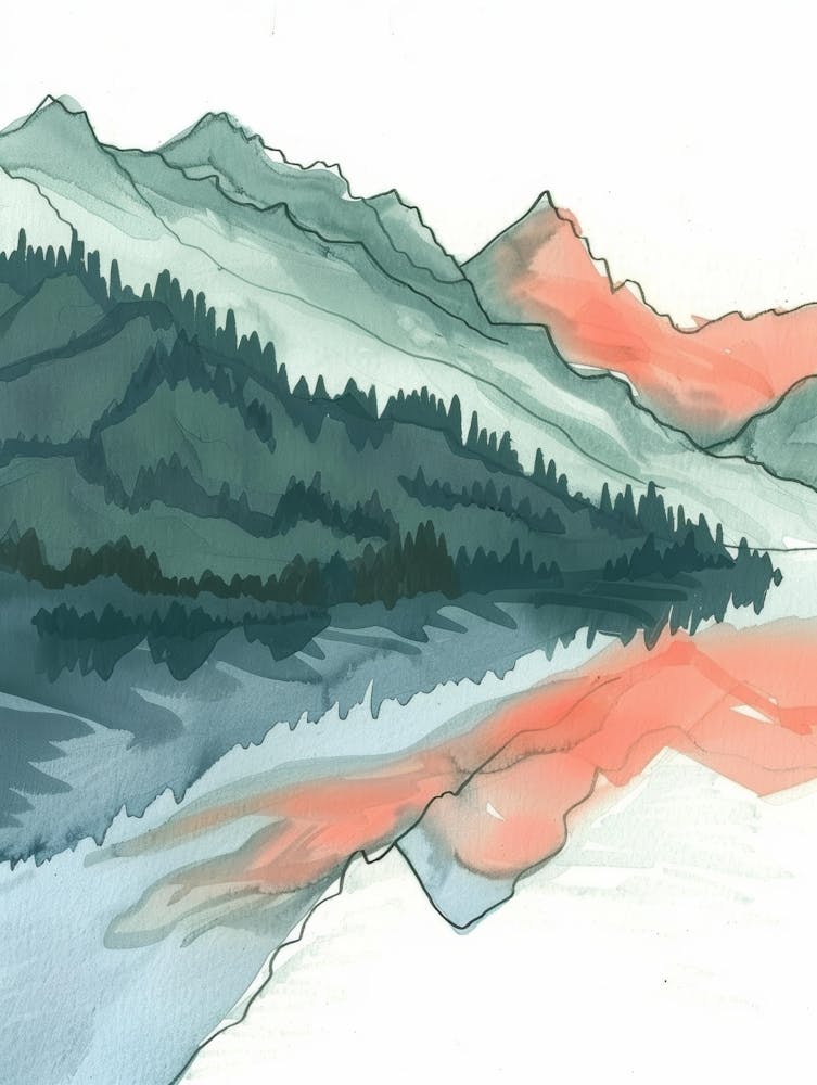 Mountain Landscape Watercolor Painting