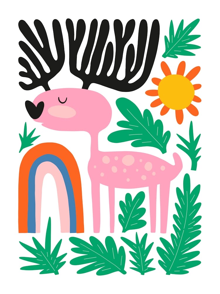 Nursery Pink Deer Animal