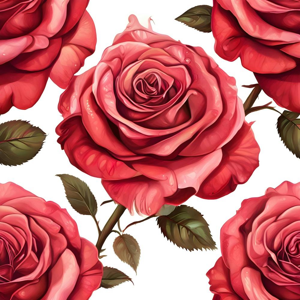 Red Roses Seamless Pattern