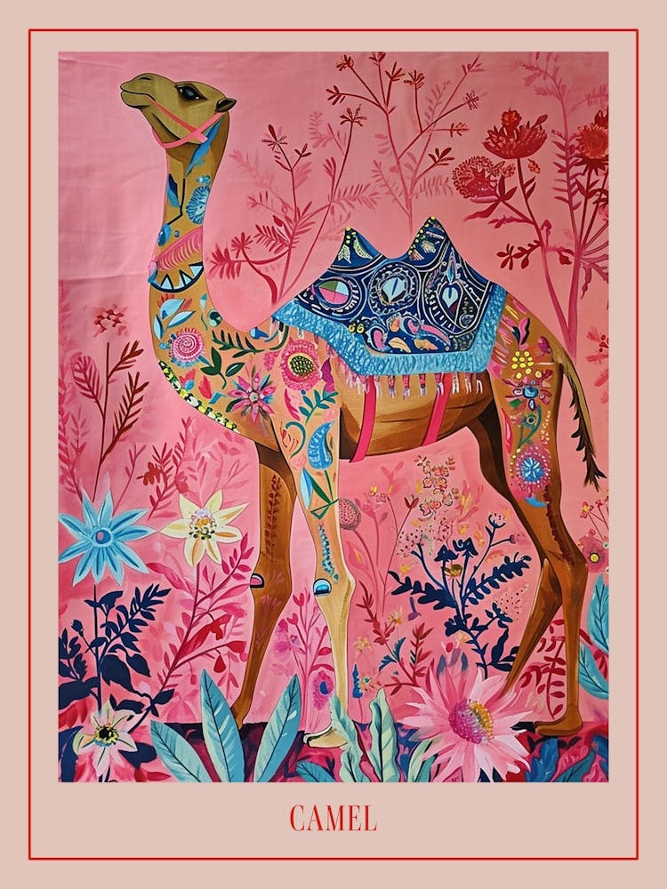Floral Animal Painting Camel 4 Poster