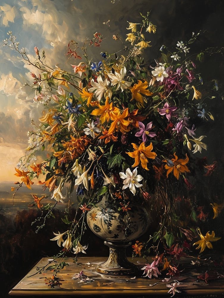 Barockes Blumenstillleben Akelei 3
