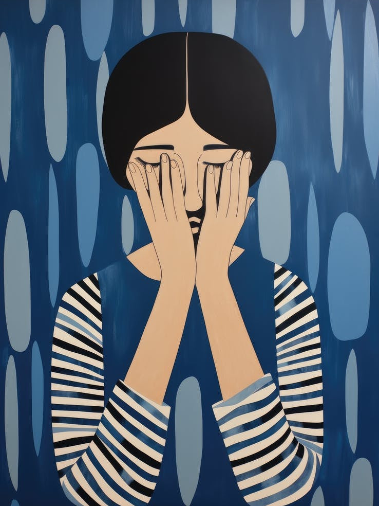 Woman Covers Her Eyes