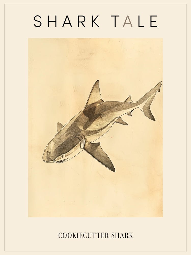 Cookiecutter Shark Vintage Illustration 8 Poster